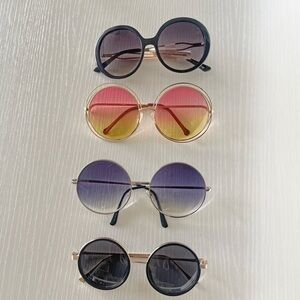 Vintage-Inspired Round Sunglasses Set of 4--60s/70s Mod Style
